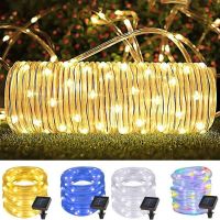 50/100 LEDs Solar Powered Tube Strip Lights Waterproof Tube Garland Fairy Light Strings for Outdoor Garden Christmas Decoration