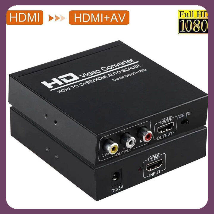 HDMI to HDMI + AV Converter 1080P HDMI to 3RCA CVBS AV Composite Video