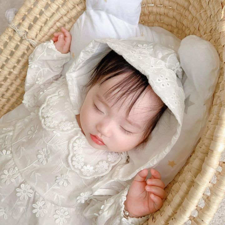 กับหมวก-0-2ปี-ทารกแรกเกิดสีขาวดอกไม้แต่งตัว-ชุดเจ้าหญิงวันเกิด