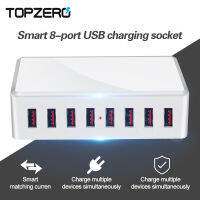 TOPZERO ที่ชาร์จโทรศัพท์มือถือ8พอร์ต,อะแดปเตอร์ USB สำหรับชาร์จโทรศัพท์ iPhone Samsung Xiaomi Huawei OPPO VIVO