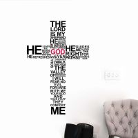 【hot】✎♧☎  Factory Price cartoon TYPOGRAPHY CHRISTIAN CROSS WALL ART STICKER DECAL Christ Psalm Pray Bible Bedroom Mural