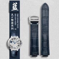 Suitable for blue Cartier blue balloon convex mouth leather watch strap cowhide folding buckle strap for men and women 18 20mm