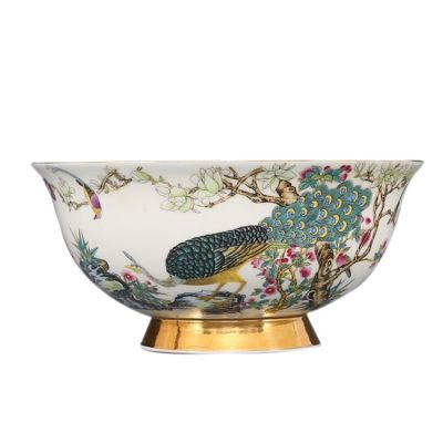 Qing Dynasty Qianlong golden painted enamel birds pattern bowl antique porcelain antique bowl collection