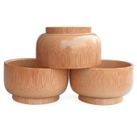 2 Pcs of Natural Bamboo Tableware Childrens Bowl Home Kitchen Handmade Soup Rice Salad Food Bowl