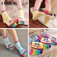 New Hot-Sell Womens Five Toe Socks 3PairsLot Cartoon Skid Resistance 5 Finger Socks Lady And Women Colorful Finger Cotton Sock