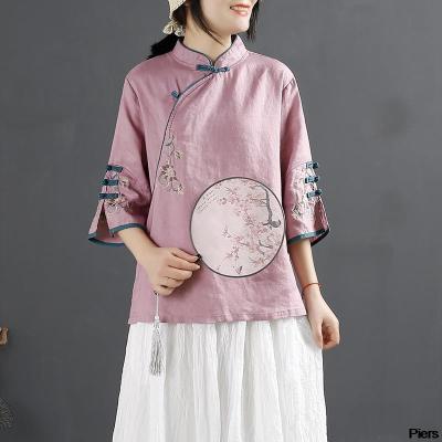 ใหม่2023แบบดั้งเดิมเสื้อจีนจีนพิมพ์ Hanfu เสื้อผ้าเสื้อผ้าสไตล์เอเชียตะวันออกแบบดั้งเดิมจีนเสื้อสตรีผ้าลินินสำหรับสตรี