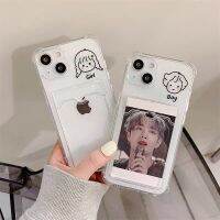 เคสไอโฟน เคส iPhone กันกระแทกเคสใส่บัตร เคสซิลิโคนใส เคสใสทรงสี่เหลี่ยม7/8/6 12/12pro 11/13 /13promax เคสใส่บัตร#444