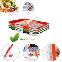 Reusable Food Preservation Tray Plastic Creative Vacuum Seal Fruit Dishes Storage Tray Refrigerator Fresh-keeping Film Container