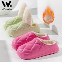 2023 Winter Warm Women Slippers Men Women Slides Waterproof Furry Non-Slip Stepped Cotton Shoes Indoor Home Shoes For Couple