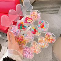 ☫ Love Heart Box Packed Rubber Band Set Macaron High Elastic Girls Rubber Band Children Girls Cute Hair Braided Accessories Tools