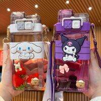 520ml Sanrioed เด็กดื่มถ้วย Anime Kuromi Cinnamoroll เมโลดี้การ์ตูนเด็กให้อาหารถ้วยกับหลอดขวดน้ำกลางแจ้ง