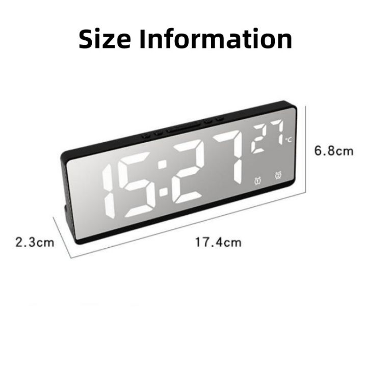 hotwvoice-ควบคุมกระจกนาฬิกาปลุกอุณหภูมิดิจิตอลปลุกคู่เลื่อนสก์ท็อปนาฬิกาตั้งโต๊ะโหมดกลางคืน1224h-led-นาฬิกานาฬิกา