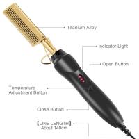 Leeons Black Hot Comb Hair Straightener Flat Iron Electric Hot Heating Comb Wet And Dry Hair Curler Straight Styler Curling Iron