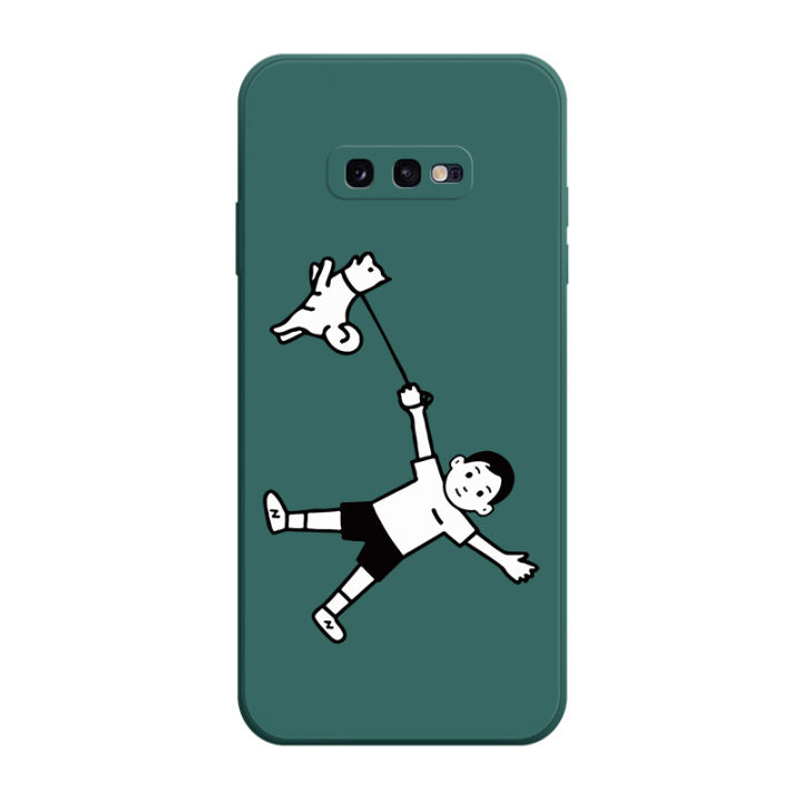 เคส-samsung-galaxy-s10e-case-การ์ตูนด็อก-เคสกันกระแทกซิลิโคนเหลวแบบเต็มรูปแบบต้นฉบับสี่เหลี่ยมจัตุรัสตัวป้องกันกล้องด้านหลัง