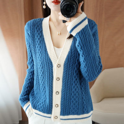 Fashion 2023 autumn wind temperament cardigan thick V collar loose sweater womens sweater agent to join 2023