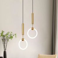 Nordic Personality Circle Ring Pendant Light Dining Room Bedroom Bedside Home Decor Pendant Lamp Cafe Shop Window Hanging Light