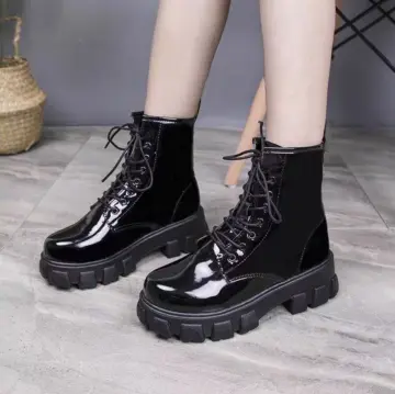 Glossy hotsell combat boots