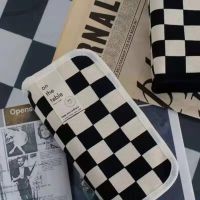 Large Capacity Pencil Case Simple Checkerboard Lattice Pencil Bag Stationery Student Canvas Estuche Multifuncional Lapices Pencil Cases Boxes