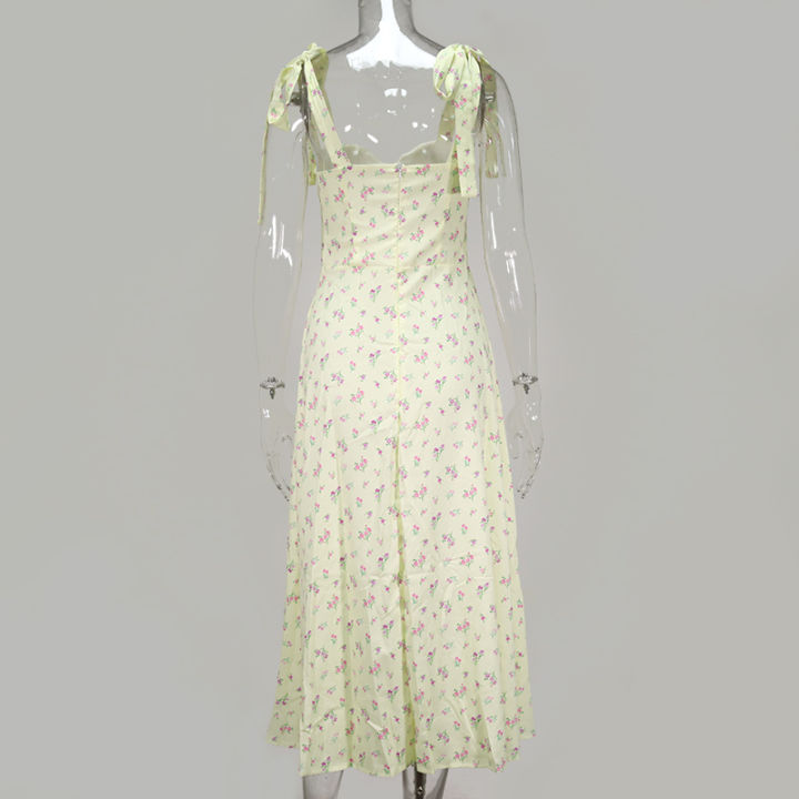 newasia-yellow-print-dress-women-summer-sleeveless-tie-up-bow-strap-elegant-midi-dresses-casual-sexy-side-split-floral-dress
