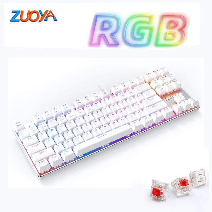 ZUOYA RGB Gaming Mechanical Keyboard Red Switch 87 Keys USB Wired ...