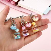 Lovely flower quicksand bottle Keychain Star sequins Key Chains Wishing Bottle Keyrings Key Holder Women Bags Accessories Gifts Key Chains