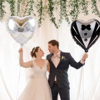 【hot】❧ 2pcs Bride and Groom Wedding Bridal Foil Balloons Mr Mrs Aluminum Ballon Engagement Decoration