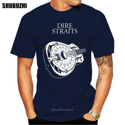 Hsuail Mens Dire Straits Band Guitar Logo T-Shirt male teeshirt men  cotton t shirt