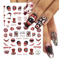 【YF】►❒๑  Stickers Mouth Evil Blood Slider Horror Scream Face Self-Adhesive Decal Accessories Manicure TRF790