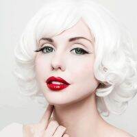 【jw】❆△ 1920s Wavy Mrs Claus Wig Old Costume Granny Grandma Synthetic