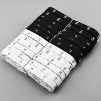 Free shipping White/Black Damask polyester cloth size label shirt/dress/Jacket Alphabet clothing tags size labels 500 pcs a lot Stickers Labels