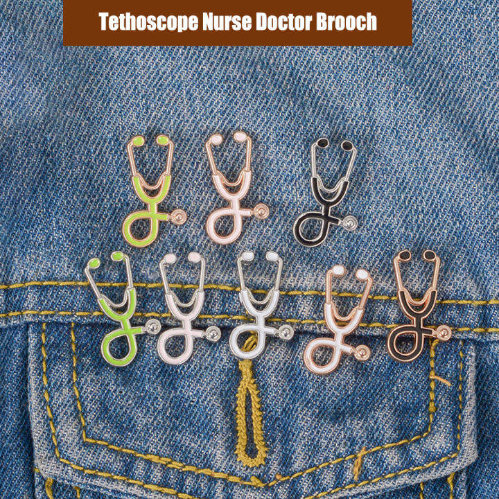 เข็มกลัด-stethoscope-pins-เครื่องประดับตกแต่งของสะสมอุปกรณ์เสริม-denim-lapel-เสื้อผ้าเสื้อแจ็คเก็ต-graduation