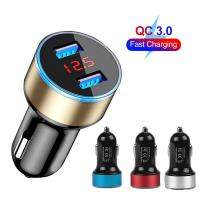 【เรือจากประเทศไทย】ที่ชาร์จในรถยนต์ 3.1A car charger 12V ที่ชาร์จในรถยนต์พร้อมจอ LED 2USB With Digital Display ฟ้าที่ชาร์จแบต ที่ชาร์จแบตร สำหรับ iPhone Xiaomi Samsung