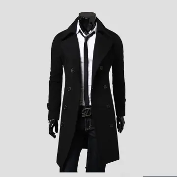 Men on sale black trenchcoat