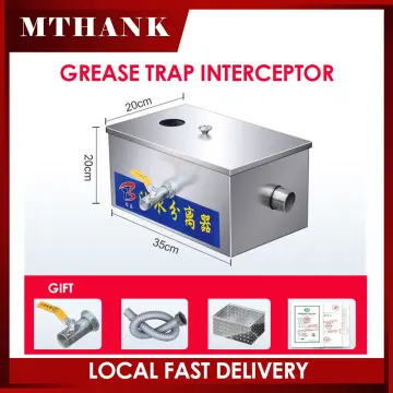 Beres Stainless Steel Grease Trap Perangkap Minyak Penapis Gris Interceptor  Oil Water Separator for Sink Dapur