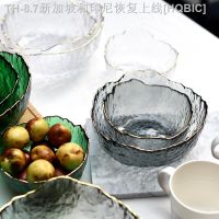 【hot】❦✕ Glass Bowl with Glod Rim Transparent Salad Fruit Soup Dessert Snack Foods Mixing Large