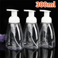 Botol plastik pompa busa botol plastik transparan Dispenser sampo sabun tangan Pembersih Flask 300ml 1 buah