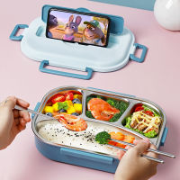 Bento Box with Container Bag Lunch Box 4 Compartment 304 Stainless Steel Lunch Containers for Kids and Adults,with Scoop Chopsti