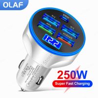 Olaf 250W ที่ชาร์จแบตในรถ USB ชาร์จเร็วเครื่องชาร์จโทรศัพท์มือถือเคเบิล PD Type C สำหรับ Huawei Samsung Xiaomi 3.0ชาร์จเร็ว