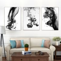 Customizable Black and White Nordic Living Room Home Office Frameless Abstract Ink Poster Print Wall Art Picture Canvas Painting