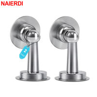 NAIERDI 2 Pack Magnetic Door Stop, Stayless Steel Door Stopper, Wall Mount Nail-free Catch Holder, Wind-Proof Door Holder Hardware