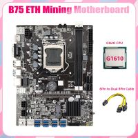 B75 ETH Mining Motherboard 8XPCIE USB Adapter+G1610 CPU+6Pin to Dual 8Pin Cable LGA1155 MSATA B75 USB Miner Motherboard