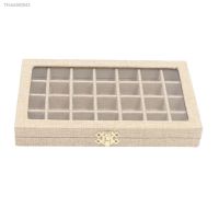 ○✱ Colorful 28 Grids Clear Jewelry Tray Showcase Display Storage Linen Cases