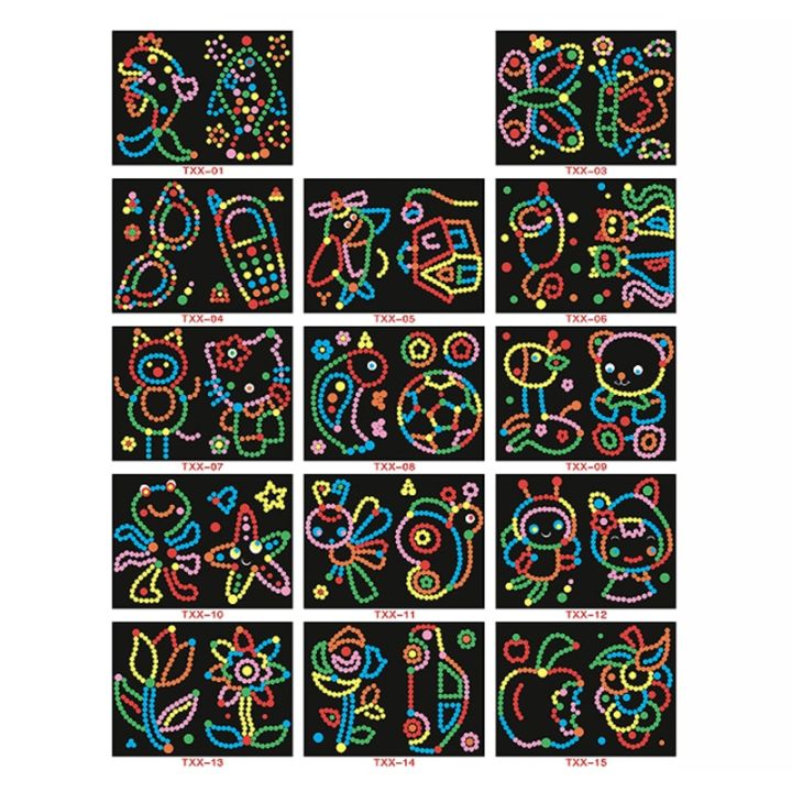 10-15pcs-colorful-dot-primary-mosaic-puzzle-stickers-games-diy-cartoon-animal-learning-education-toys-for-children-kids-gift