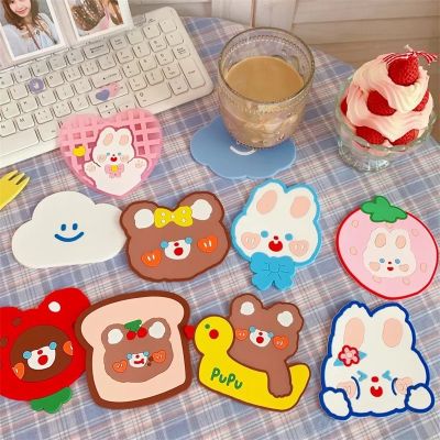【CW】♠  Cartoon Silicone Coaster Soft Glue Desktop Bowl Decoration