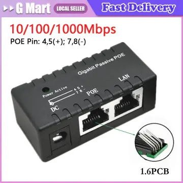 4 Ports Gigabit Passive PoE injector midspan Ethernet Adapter NO Power  Adapter