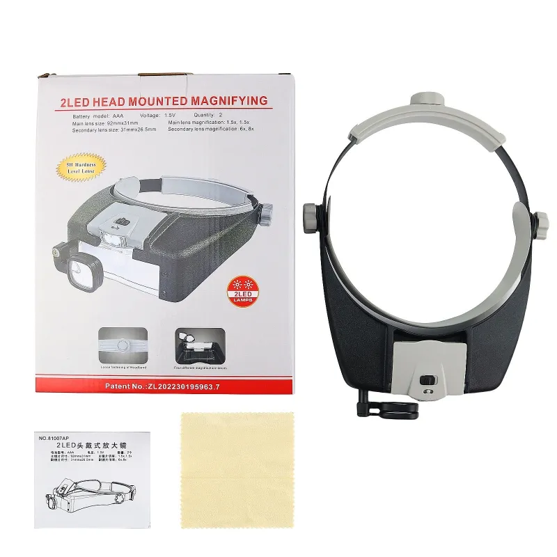 Magnifying Glasses, Head Magnifier Glasses with 2 LED Lights,.1.5X 3X 7.5X  9X 9.5X 11X 15.5X 17X Magnifier for Reading