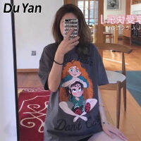 Du Yan 2022ใหม่ซอกหลวมเวอร์ชั่นเกาหลีการ์ตูนแขนสั้นเสื้อยืดนักเรียนหญิงสวมใส่ผู้หญิงระดับไฮเอนด์ด้านบน