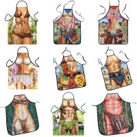 Man Women Sexy Aprons Dinner Party Cooking Apron Adult Cuisine Apron 1 Pcs Creative 3D Funny Apron Super Hero Kitchen Apron Aprons