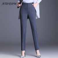 Vintage High Waist Womens Pants Black Office Lady Elegant Straight Pants Female High Quality Gray Casual Suit Pants Trousers