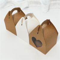 20pcs/lot Large Kraft Paper Gift Box With Handle Wedding Birthday White Cardboard Cake Box black Cupcake Box For Packaging Gifts